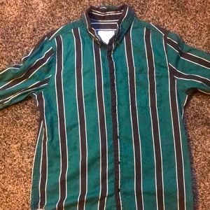 Cotton on long sleeve stripped button-up, Green, Black and white, size M